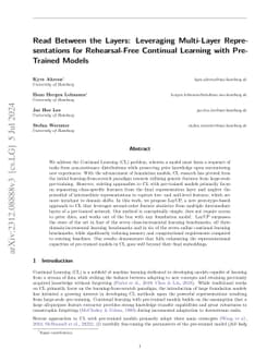 Read Between the Layers: Leveraging Multi-Layer Representations for
  Rehearsal-Free Continual Learning with Pre-Trained Models