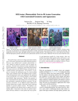 SEEAvatar: Photorealistic Text-to-3D Avatar Generation with Constrained
  Geometry and Appearance