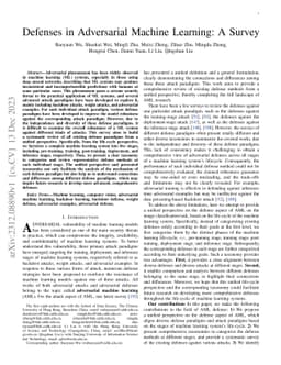 Defenses in Adversarial Machine Learning: A Survey