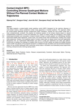 Contact-Implicit MPC: Controlling Diverse Quadruped Motions Without
  Pre-Planned Contact Modes or Trajectories