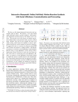 Interactive Humanoid: Online Full-Body Motion Reaction Synthesis with
  Social Affordance Canonicalization and Forecasting