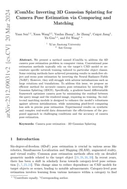 iComMa: Inverting 3D Gaussian Splatting for Camera Pose Estimation via
  Comparing and Matching