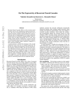 On The Expressivity of Recurrent Neural Cascades