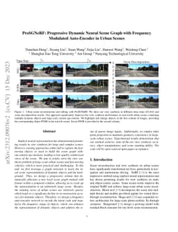 ProSGNeRF: Progressive Dynamic Neural Scene Graph with Frequency
  Modulated Auto-Encoder in Urban Scenes