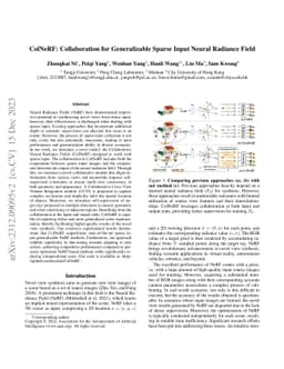 ColNeRF: Collaboration for Generalizable Sparse Input Neural Radiance
  Field