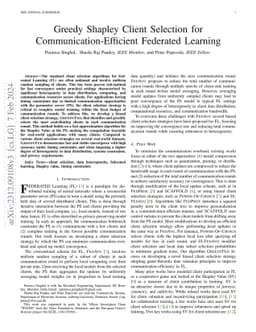 Greedy Shapley Client Selection for Communication-Efficient Federated
  Learning
