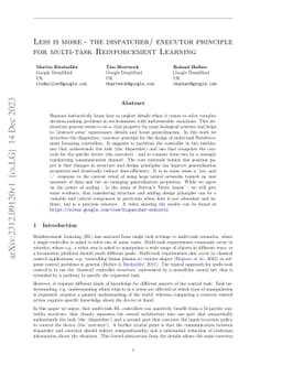 Less is more -- the Dispatcher/ Executor principle for multi-task
  Reinforcement Learning