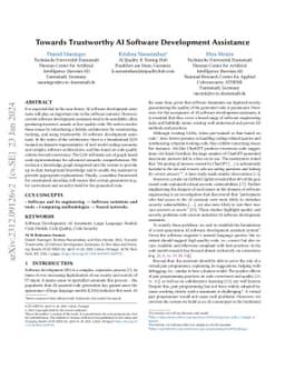 Towards Trustworthy AI Software Development Assistance
