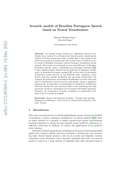 Acoustic models of Brazilian Portuguese Speech based on Neural
  Transformers