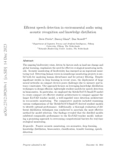 Efficient speech detection in environmental audio using acoustic
  recognition and knowledge distillation