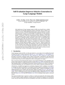 Self-Evaluation Improves Selective Generation in Large Language Models