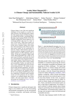 Arabic Mini-ClimateGPT : A Climate Change and Sustainability Tailored
  Arabic LLM