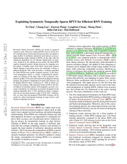 Exploiting Symmetric Temporally Sparse BPTT for Efficient RNN Training