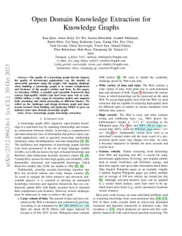 Open Domain Knowledge Extraction for Knowledge Graphs