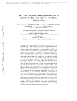 vEEGNet: learning latent representations to reconstruct EEG raw data via
  variational autoencoders
