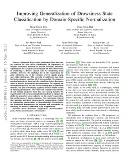 Improving Generalization of Drowsiness State Classification by
  Domain-Specific Normalization