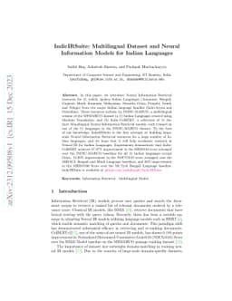 IndicIRSuite: Multilingual Dataset and Neural Information Models for
  Indian Languages