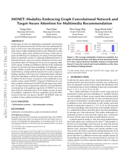 MONET: Modality-Embracing Graph Convolutional Network and Target-Aware
  Attention for Multimedia Recommendation
