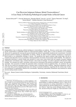 Can Physician Judgment Enhance Model Trustworthiness? A Case Study on
  Predicting Pathological Lymph Nodes in Rectal Cancer