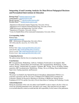 Integrating AI and Learning Analytics for Data-Driven Pedagogical
  Decisions and Personalized Interventions in Education