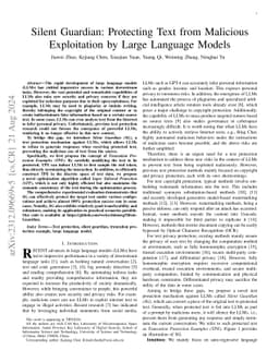 Silent Guardian: Protecting Text from Malicious Exploitation by Large
  Language Models