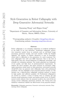 Style Generation in Robot Calligraphy with Deep Generative Adversarial
  Networks