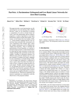 ParsNets: A Parsimonious Orthogonal and Low-Rank Linear Networks for
  Zero-Shot Learning