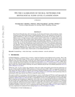 On the calibration of neural networks for histological slide-level
  classification