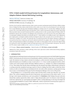 VITA: A Multi-modal LLM-based System for Longitudinal, Autonomous, and
  Adaptive Robotic Mental Well-being Coaching
