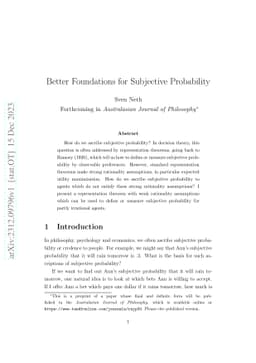 Better Foundations for Subjective Probability