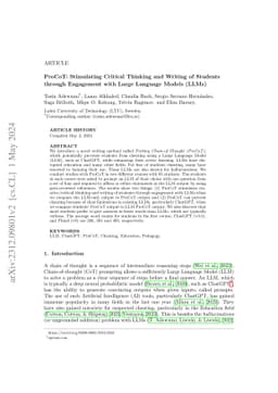 ProCoT: Stimulating Critical Thinking and Writing of Students through
  Engagement with Large Language Models (LLMs)