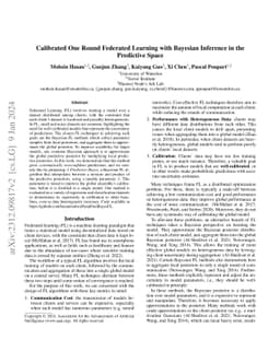 Calibrated One Round Federated Learning with Bayesian Inference in the
  Predictive Space
