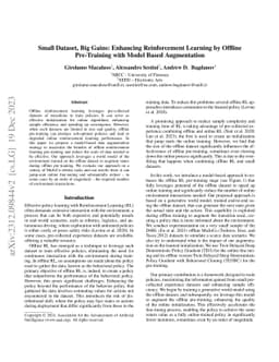 Small Dataset, Big Gains: Enhancing Reinforcement Learning by Offline
  Pre-Training with Model Based Augmentation