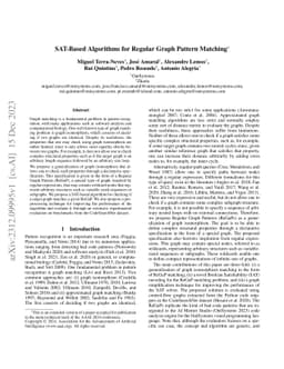 SAT-Based Algorithms for Regular Graph Pattern Matching