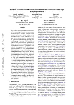 Faithful Persona-based Conversational Dataset Generation with Large
  Language Models