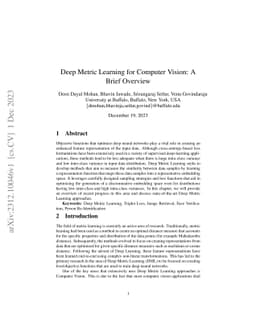 Deep Metric Learning for Computer Vision: A Brief Overview