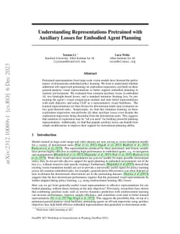 Understanding Representations Pretrained with Auxiliary Losses for
  Embodied Agent Planning