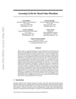 Assessing LLMs for Moral Value Pluralism