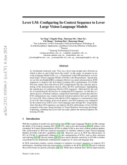Lever LM: Configuring In-Context Sequence to Lever Large Vision Language
  Models