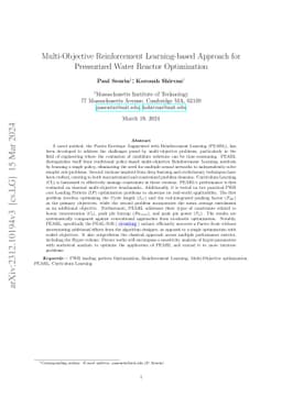 Multi-Objective Reinforcement Learning-based Approach for Pressurized
  Water Reactor Optimization