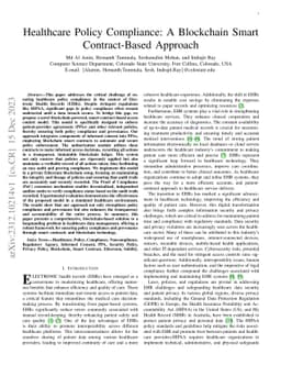 Healthcare Policy Compliance: A Blockchain Smart Contract-Based Approach