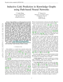 Inductive Link Prediction in Knowledge Graphs using Path-based Neural
  Networks
