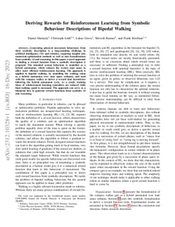 Deriving Rewards for Reinforcement Learning from Symbolic Behaviour
  Descriptions of Bipedal Walking