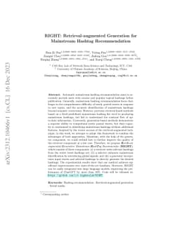 RIGHT: Retrieval-augmented Generation for Mainstream Hashtag
  Recommendation