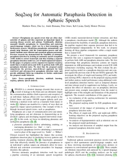 Seq2seq for Automatic Paraphasia Detection in Aphasic Speech