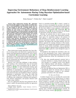 Improving Environment Robustness of Deep Reinforcement Learning
  Approaches for Autonomous Racing Using Bayesian Optimization-based Curriculum
  Learning