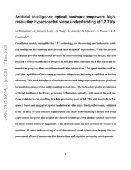 Artificial intelligence optical hardware empowers high-resolution
  hyperspectral video understanding at 1.2 Tb/s