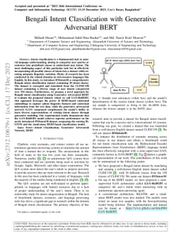 Bengali Intent Classification with Generative Adversarial BERT
