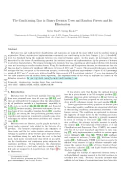 The Conditioning Bias in Binary Decision Trees and Random Forests and
  Its Elimination