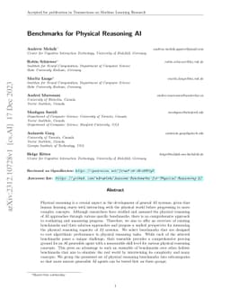 Benchmarks for Physical Reasoning AI